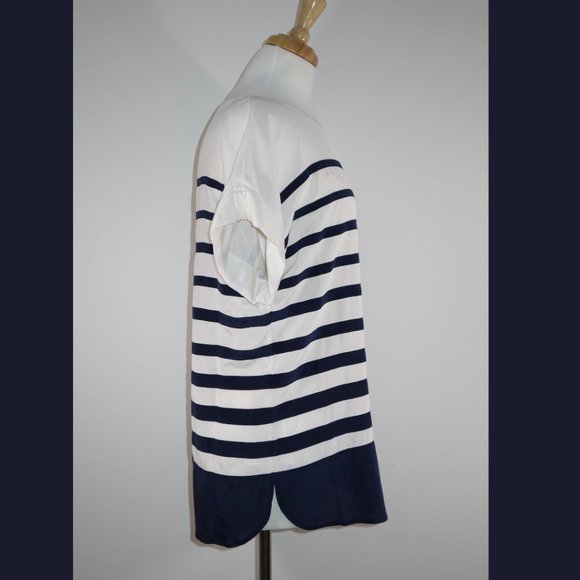 DKNY navy and white stripe silk top - size 8 - Picture 7 of 15